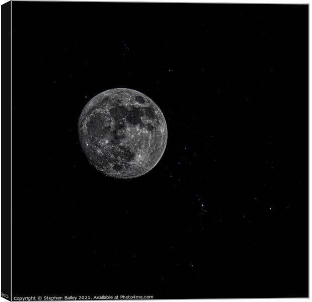 The Moon and Stars Canvas Print by Stephen Bailey