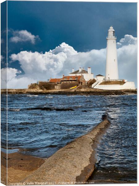 St Marys Lighthouse And The Causeway Canvas Print by Kevin Maughan