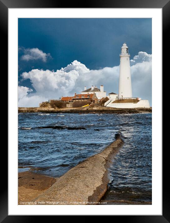 St Marys Lighthouse And The Causeway Framed Mounted Print by Kevin Maughan