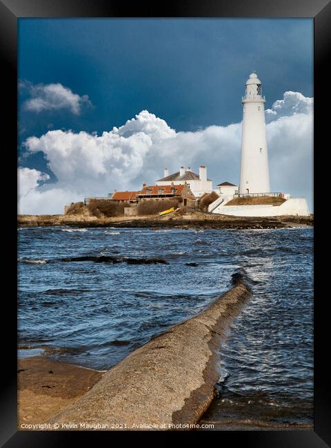 St Marys Lighthouse And The Causeway Framed Print by Kevin Maughan