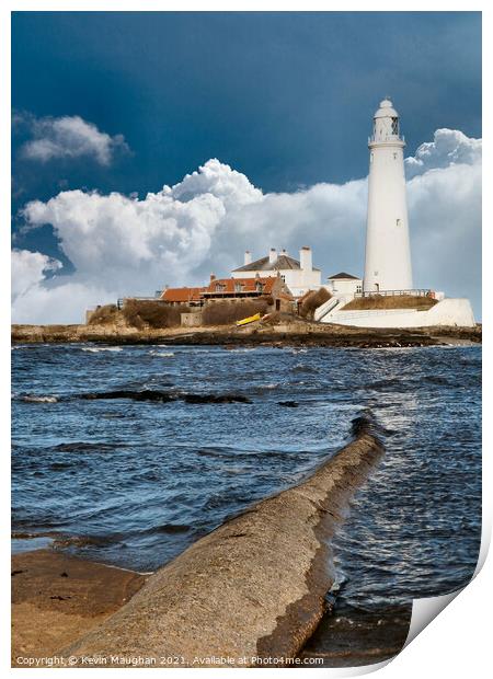 St Marys Lighthouse And The Causeway Print by Kevin Maughan