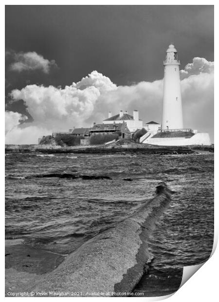 St Marys Lighthouse And The Causeway Print by Kevin Maughan