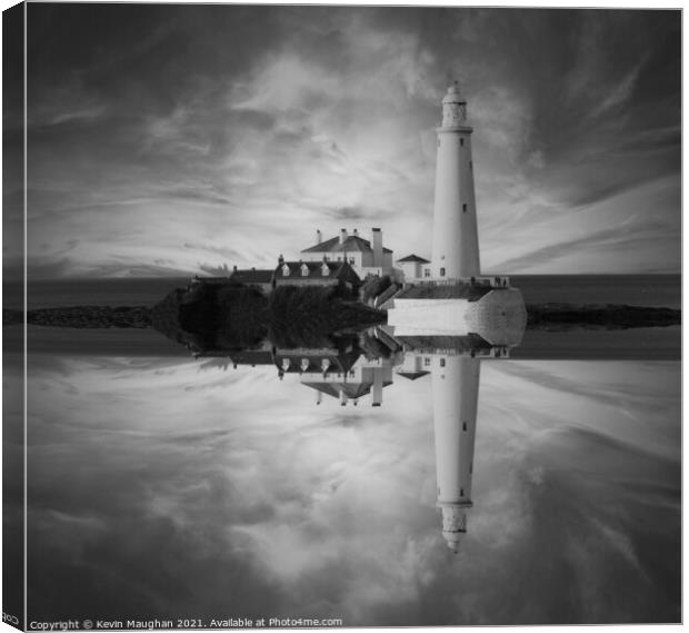 St Marys Lighthouse Reflection Image Canvas Print by Kevin Maughan