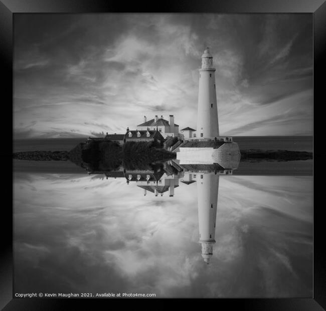 St Marys Lighthouse Reflection Image Framed Print by Kevin Maughan