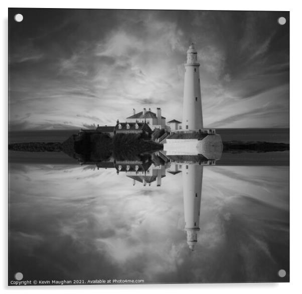 St Marys Lighthouse Reflection Image Acrylic by Kevin Maughan