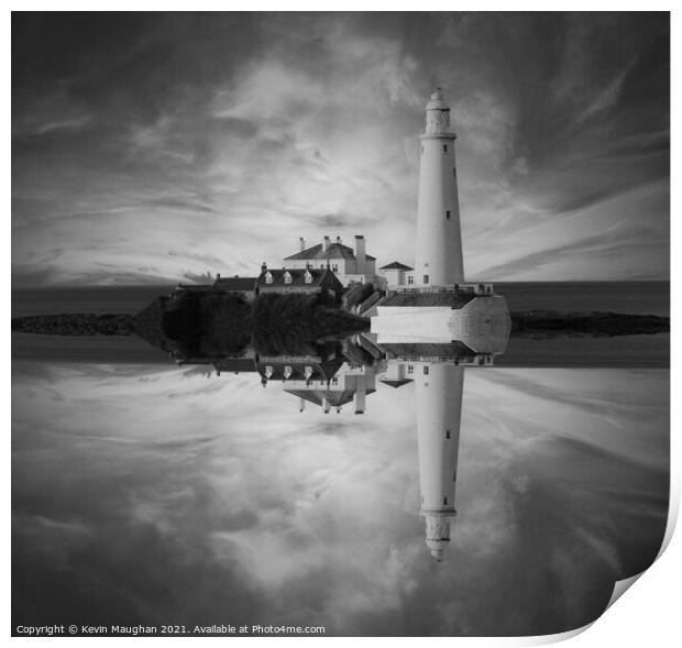 St Marys Lighthouse Reflection Image Print by Kevin Maughan
