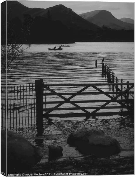 Tranquil Rowing on Derwentwater Canvas Print by Roger Mechan