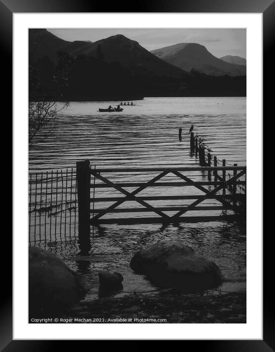 Tranquil Rowing on Derwentwater Framed Mounted Print by Roger Mechan