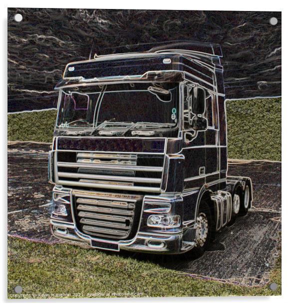 Abstract Image Of A DAF  XF Tractor Unit Acrylic by Kevin Maughan