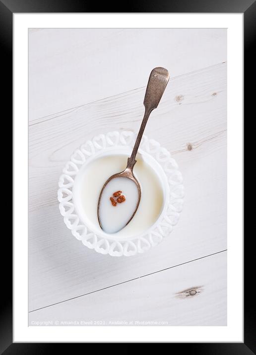 Cereal Bowl With Spoon Framed Mounted Print by Amanda Elwell