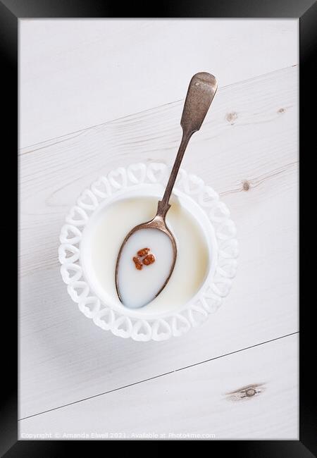 Cereal Bowl With Spoon Framed Print by Amanda Elwell