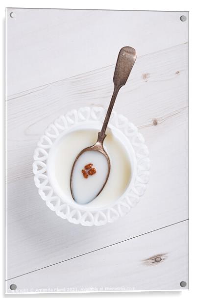 Cereal Bowl With Spoon Acrylic by Amanda Elwell