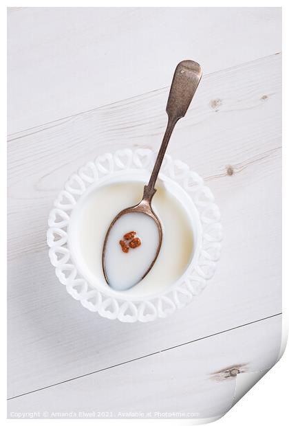Cereal Bowl With Spoon Print by Amanda Elwell