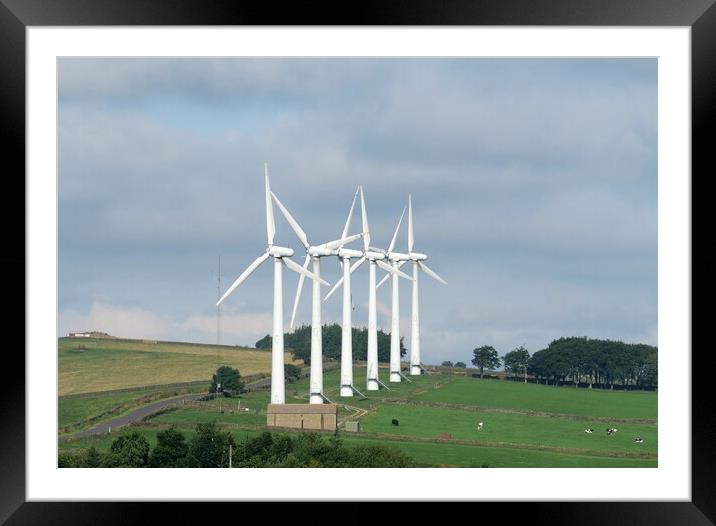 Roadside wind turbines Framed Mounted Print by Roy Hinchliffe