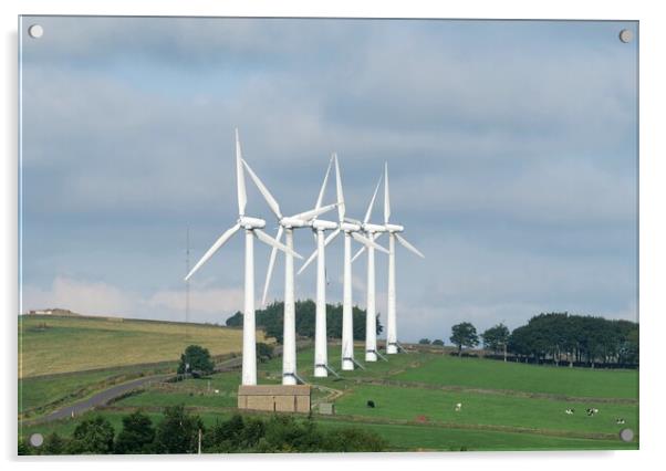 Roadside wind turbines Acrylic by Roy Hinchliffe