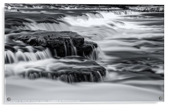 Aysgarth falls in monochrome 585 Acrylic by PHILIP CHALK