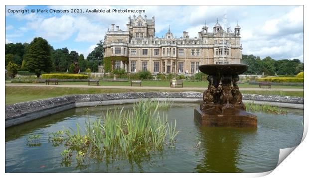 Thoresby Hall Hotel and Fountain. Print by Mark Chesters