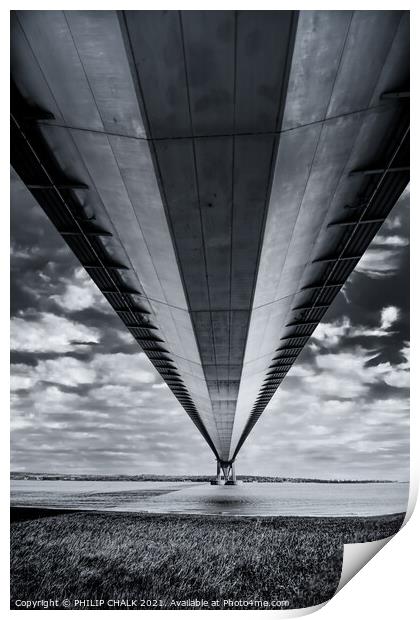 Humber suspension bridge bw 588  Print by PHILIP CHALK