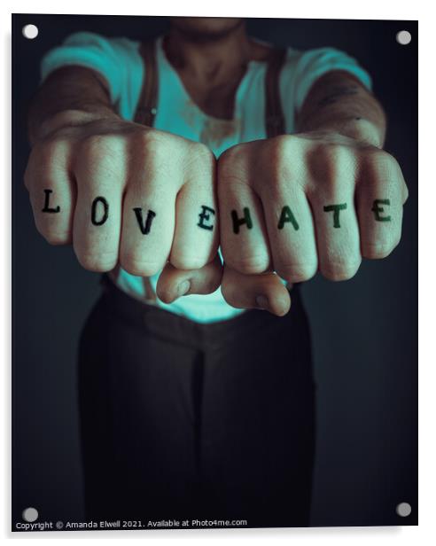 Love And Hate Acrylic by Amanda Elwell
