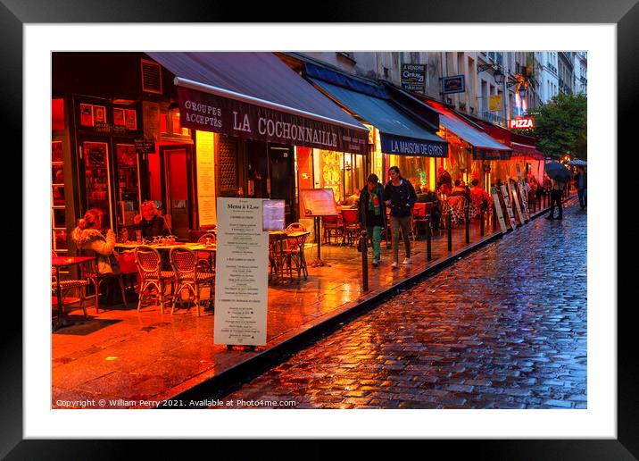 Colorful Wine Bars Restaurants Latin Quarter West Bank Latin Qua Framed Mounted Print by William Perry