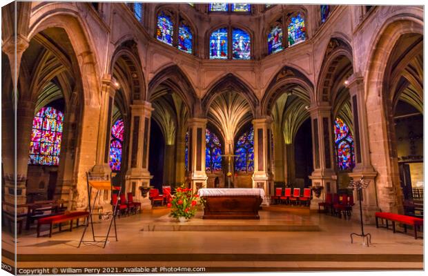 Altar Interior Stained Glass Saint Severin Church Paris France Canvas Print by William Perry