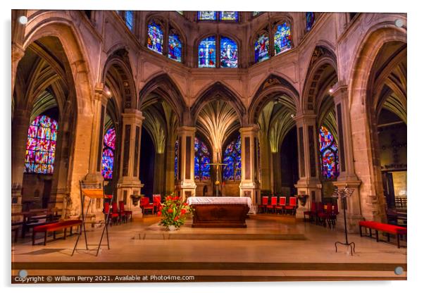 Altar Interior Stained Glass Saint Severin Church Paris France Acrylic by William Perry
