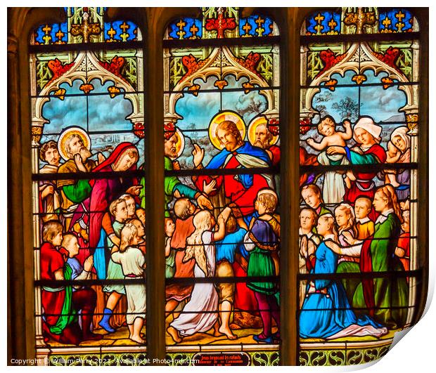 Jesus Christ Children Stained Glass Saint Severin Church Paris F Print by William Perry
