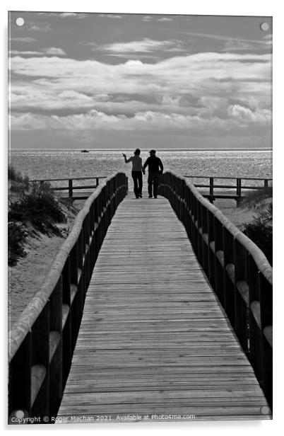 Romance on a Boardwalk Acrylic by Roger Mechan