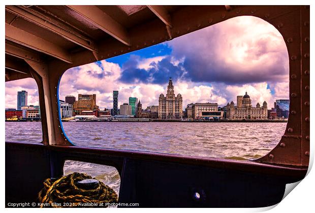 Ferry across the mersey Print by Kevin Elias