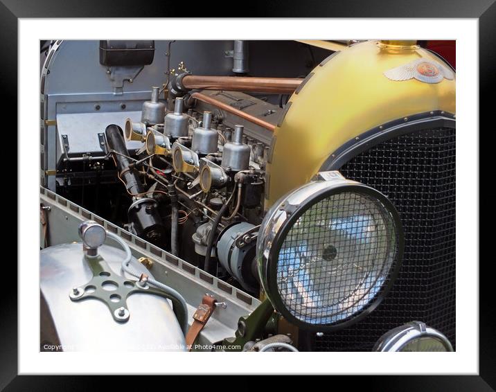 Vintage 1920's 3 litre red label Bentley car engine Framed Mounted Print by Philip Openshaw