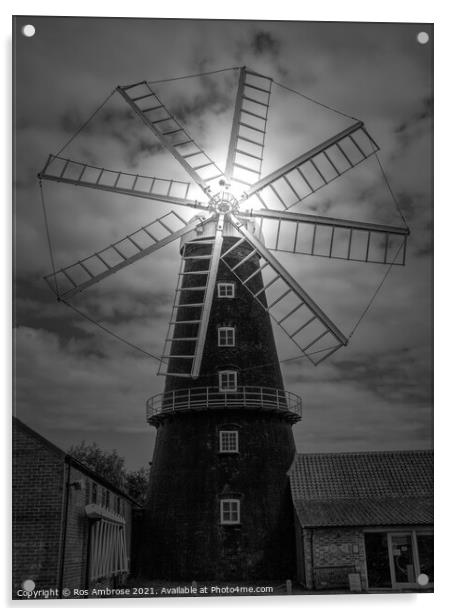 Heckington Eight Sailed Windmill Acrylic by Ros Ambrose
