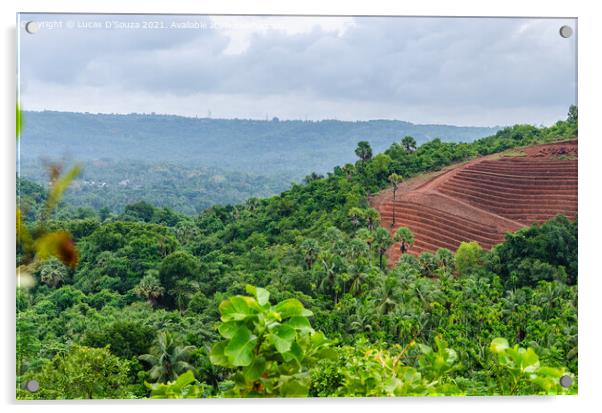 Saanoor Padav Hills, Mangalore, India Acrylic by Lucas D'Souza