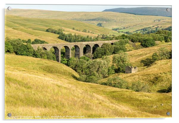 Railway Viaduct in the Yorkshire Dales Acrylic by Stephen Bailey