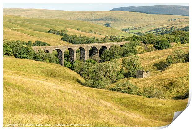 Railway Viaduct in the Yorkshire Dales Print by Stephen Bailey