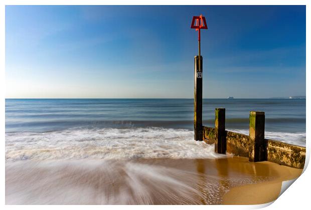 The Groynes at Boscombe  Print by Anthony Hart