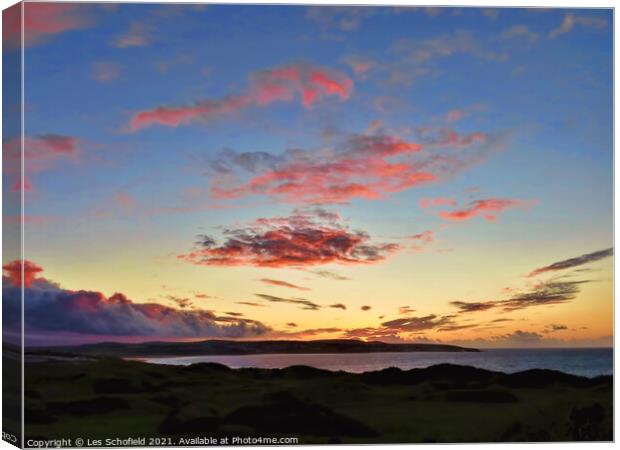 Cornish Sunset Canvas Print by Les Schofield