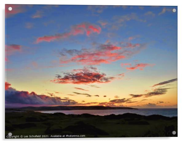 Cornish Sunset Acrylic by Les Schofield