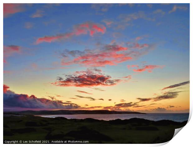 Cornish Sunset Print by Les Schofield