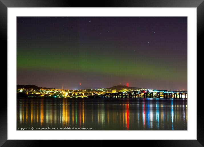 Aurora over Dundee Framed Mounted Print by Corinne Mills