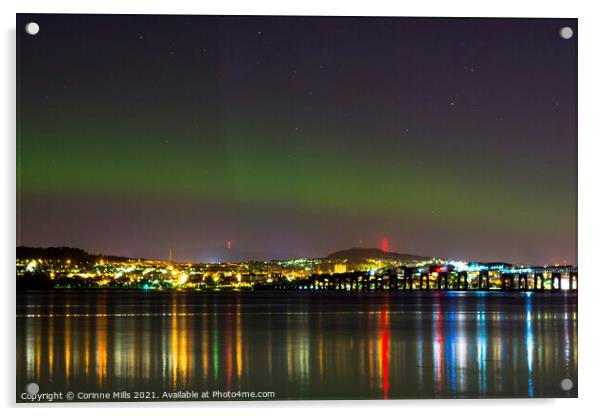Aurora over Dundee Acrylic by Corinne Mills