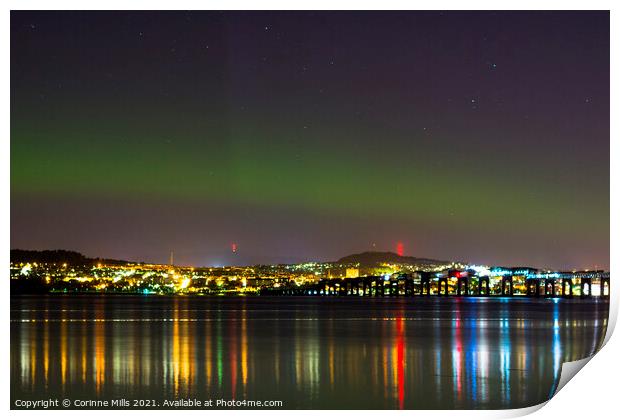 Aurora over Dundee Print by Corinne Mills