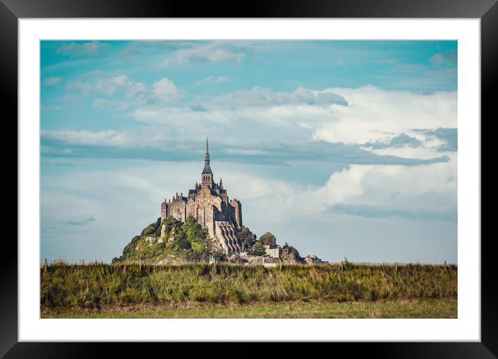 Le Mont Saint-Michel located in Normandy Framed Mounted Print by Laurent Renault