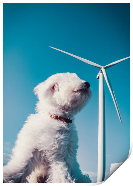 Wind turbine in the wind Print by Laurent Renault