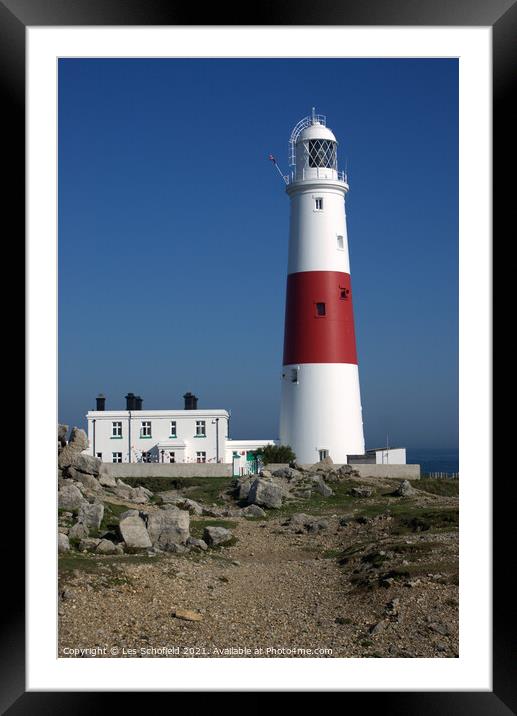 Iconic Portland Bill Lighthouse Guides Passing Shi Framed Mounted Print by Les Schofield