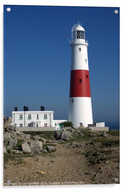 Iconic Portland Bill Lighthouse Guides Passing Shi Acrylic by Les Schofield
