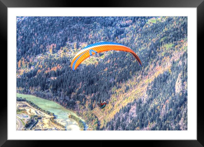 Paragliding French Alps Framed Mounted Print by David Pyatt