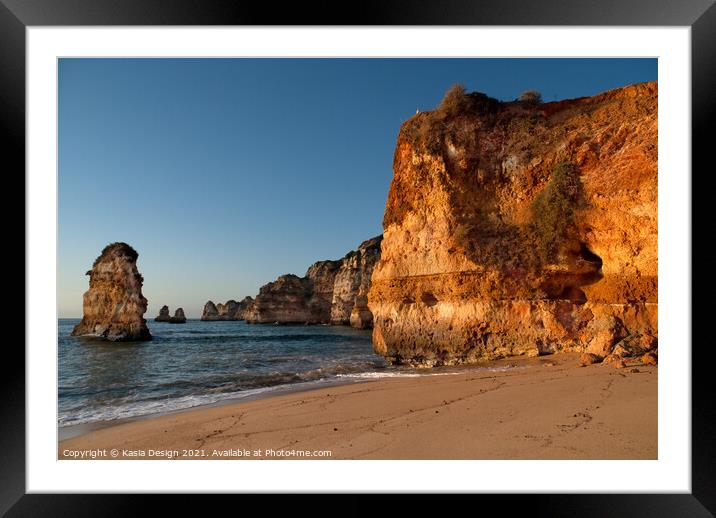 Praia de Dona Ana, Algarve, Portugal Framed Mounted Print by Kasia Design