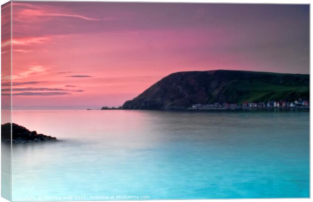 Gamrie Bay looking over to Crovie Canvas Print by Corinne Mills