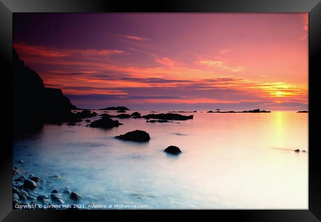 Sunset at Gamrie Bay Framed Print by Corinne Mills