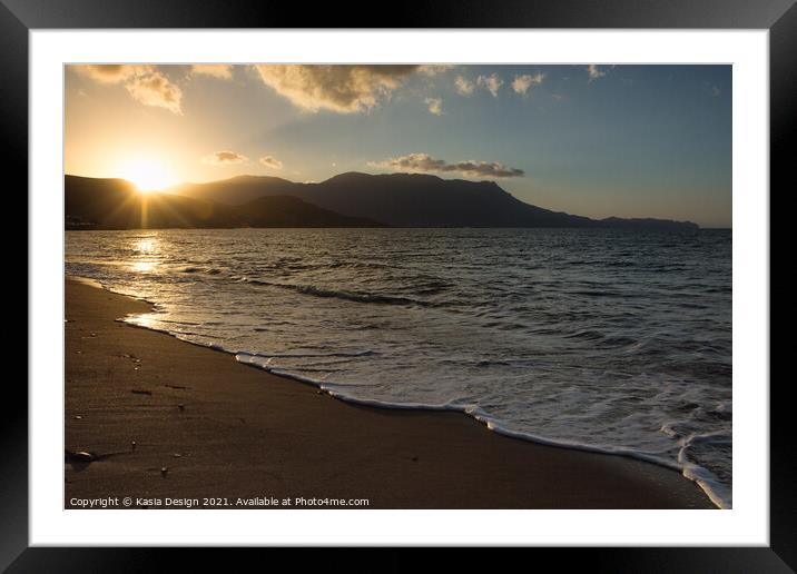 Livadia Beach Sunset, Kissamos Framed Mounted Print by Kasia Design